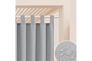 ‎ROOM99 ROOM99 Outdoorvorhäng mit Schlaufen Garden Line 155 x 250 cm Breite x Höhe Outdoor Vorhang wetterfest Wasserdicht Sichtschutz Sonnenschutz Gardinen Garten Winddicht Hellgrau, 1 Stück