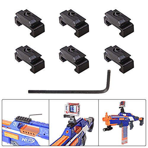 Fantaseal Nerf zu Picatinny-Rail Adapter 3D Picatinny Rail Konverter Adapter fr Nerf Gun Nerf Dartblaster Picatinny Rail Adapter 21mm Nerf Blaster Slip-On Picatinny Rails Adapter Nerf Spielzeugpistole Picatinny Adapter Nerf-2-Picatinny Rail Adapter fr Befestigung von Standard Militrisce Taktische Ausrstungen wie Scope, LED-Blitzlicht, Nachtsichtgert und andere Picatinny Typ Gear, Solid 3D Printed Version - 6 Stcke