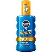 NIVEA SUN UV Dry Protect Sport Sonnenspray LSF 50 (200 ml), 100% transparenter Sonnenschutz, schweißresistente & extra…