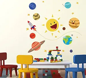 Wallstick Vinyl Happy Planets astronomy Wall Sticker (49 cm x 4 cm x 4 cm)