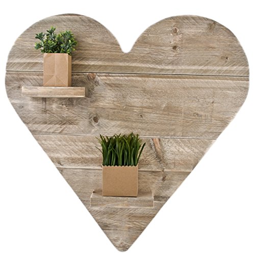 Wandboard Herz Deko Bauholz 80x80x12cm natur Design