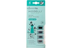 Modelli Sachet Moth Proofer, Pack of 4 Sachets - Ideal for Protecting Clothes, Fabrics & Woolens - Bouquet Vert - Visual End of Life Indicator