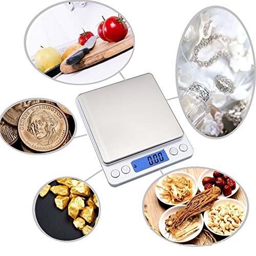 Ewolee Feinwaage Küchenwaage 500g*0.01g Digitalwaage Briefwaage Tara Funktion - 9