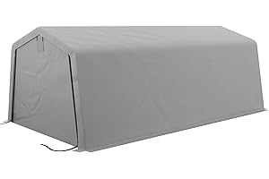 Outsunny Tendone da Giardino 618x265/330x240cm in Acciaio Zincato e PE, Tendone per Feste e Auto con 2 Finestre Laterali, Grigio Chiaro