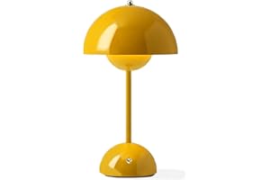 Luxio Lampe de table LED Milan, sans fil rechargeable de 5000 mAh, couleur jaune. Intensité réglable et 3 températures de couleur. IP44. Câble USB et prise UE inclus.