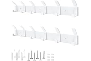 Galerie SV Kleiderhaken Wand, 2 Stück Garderobenhaken mit 6 Haken, Kleiderhaken Metall, Hakenleiste Garderobe für Schlafzimmer Bad Küche Garderobe Garderobenleiste Wandgarderobe (Weiss)