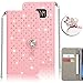 Produktbild Schutzhülle Case für Samsung Galaxy S7 Edge Hülle Schale PU Leder Flip Case Cover Wallet Ständer mit Kreditkarte Halter Magnetverschluss Flip Leder Schutzhülle pink Bohrer Datei Portfolio Case Cover Hülle Schale Backcover Rückseite Shell Flip Fall mit Displayschutzfolie – Pink