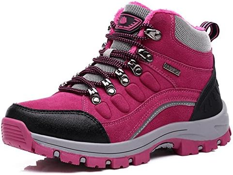 Suetar Unisex Winter Warm Lining Hiking and Trekking Shoes Mid-Top Durable Non-Slip and Water-Resistant Outdoor Climbing Shoes