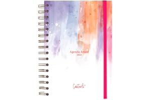 Casterli - Agenda Anual 2024 - Día página, tamaño A5. Con espiral Wire - O dorado