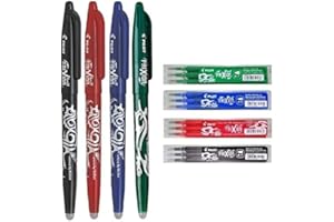 PILOT Frixion Ball 0.7Mm - Set de bolígrafos borrables (1 azul, roja 1, 1 negra, 1 verde) + Set de refill conf. 3 (1 azul, 1 rojo, 1 negro, 1 verde)