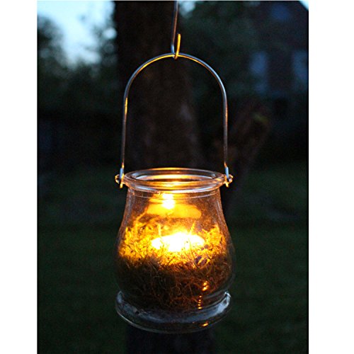 Windlichter, 12 Stück mit Henkel, Laterne Glaslaterne Garten-Deko, Ø 9cm - 6
