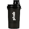 Phab Protein Shaker with Storage Cup 400ml, Black BPA Free, Polypropylene Material, Durable, Recyclable & Leak Free
