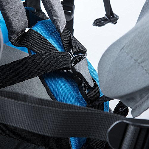 skandika Sherpa Kindertrage blau, höhenverstellbar für optimale Passform, breiter Hüftgurt, Fußschlaufen, Sonnendach, sowie zusätzlicher 5 Liter Stauraum - 8
