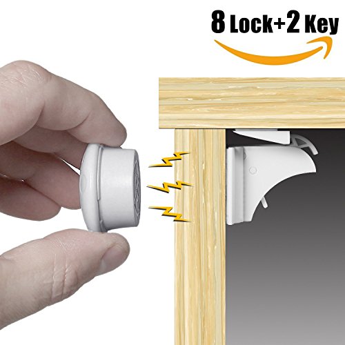 HomySnug Magnetische baby Lock, Kindersicherung magnetschloss für Schränke und Schubladen 8 Schlösser und 2 Schlüssel