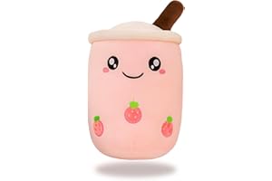 BJPERFMS Peluche Bubble Tea, Peluche Kawaii Boba, 24CM Poupée Oreillers en Peluche, Jouet en Peluche Boba Doux, Mignonne Plush Cadeau d'anniversaire, Plushie pour Bebe Enfants (Rose)