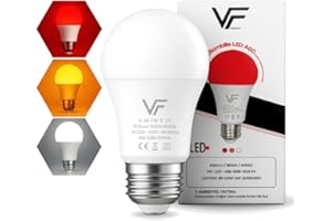 VERLSA Bombilla Led 3 Tonalidades - E27-7w - Luz Roja Nocturna Melatonina 625nm, Ámbar 1600k y Blanca 4000k - 0% Luz Azul - Bombilla Roja Flicker Free - Relajante Para Bebé/Lactancia y Adultos