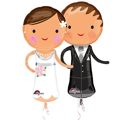 Preisvergleich Produktbild Brautpaar - Hochzeit Folienballon Set Braut & Bräutigam - je 48 x 101 cm - unbefüllt