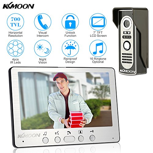Preisvergleich Produktbild KKMOON 7Zoll Wired Video Phone System Visuelle Gegensprechanlage Türklingel Legierung TÜrverkleidung mit 1 innen-Monitor + 1 Outdoor Kamera Unterst¡§1tzen Entsperren Infrarot-Night View Regendichte