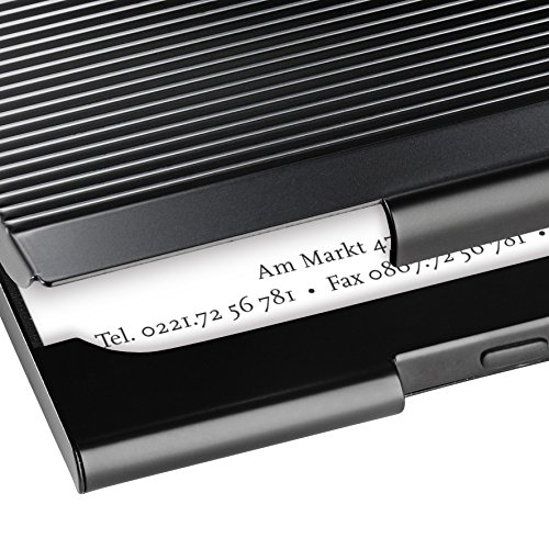 Sigel VZ134 - Porta-tarjetas de visita superficie met lica rayada para 12 tarjetas 91 x 56 mm color negro Sigel VZ134 - Porta-tarjetas de visita superficie met lica rayada para 12 tarjetas 91 x 56 mm color negro