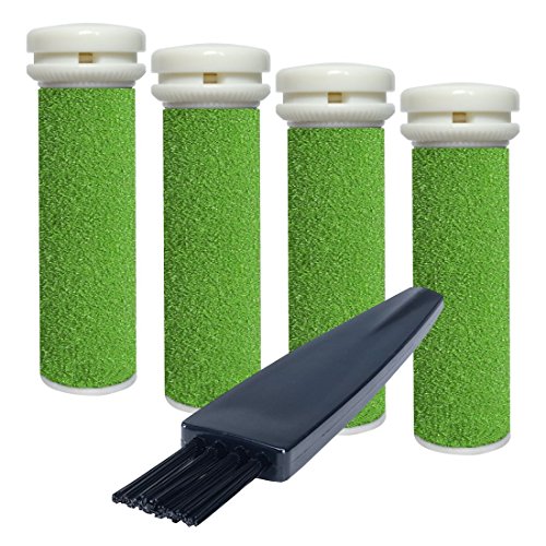Replacement Rollers x4 by myPentos refills Compatible with Emjoi Micro-Pedi Callus Remover EXTREME COARSE ?BONUS? Complimentary Cleaning Brush - Rollers Remove Rough, Hard, Dry, Cracked & Callused Skin from Feet