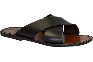 Gianluca - L'artigiano del cuoio Ciabatte Uomo in Pelle Testa di Moro Realizzata a Mano in Italia