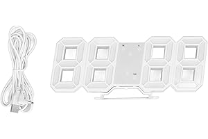 BuyWeek Zegar ścienny LED 3D, biała ramka, cyfrowy budzik, nowoczesny zegar ścienny z temperaturą, do dekoracji domu, salonu, biały
