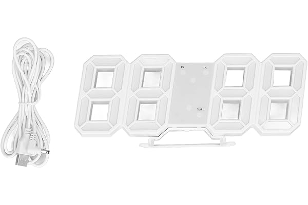 BuyWeek 3D LED-väggklocka, vit ram digital väckarklocka modern väggklocka timer med temperatur för hem vardagsrum dekoration