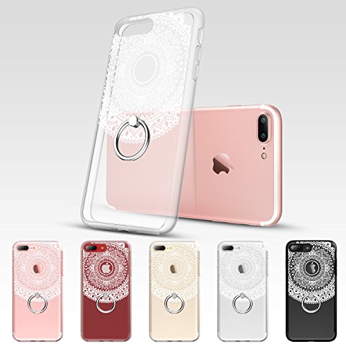 iPhone 7 Plus Case, ESR [Ring Holder Kickstand] Flexible TPU Bumper Case Shock Absorption with Anti Scratch Clear PC Back Floral Print Design Protective Case Cover for Apple iPhone 7 Plus 5.5