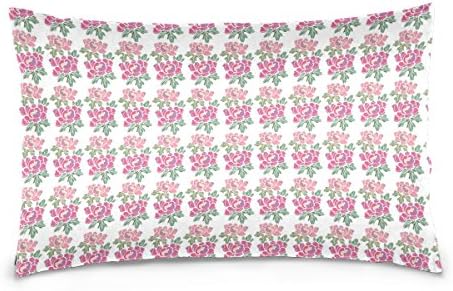LEEZONE Spring Peony Printing Cotton Velvet Rectangle Pillowcase Pillow Cover for Bedroom