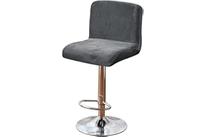 GUYIRT Bar Stool Cover Velvet, 2 4 6 Pieces Swivel Bar Stools Slipcovers, Washable Slipcover for Short Back Stool Chairs-dark gray-Set of 2