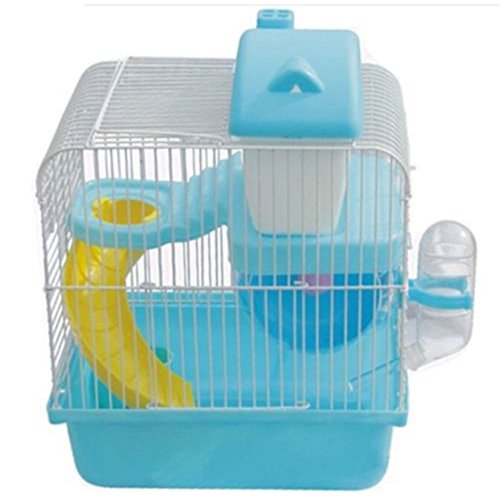 Cage de hamster - SODIAL(R)Chaud Cage de gerbille souris petite pour animaux de compagnie 2 etages niveaux plancher bouteille d¡¯eau roue de Hamster