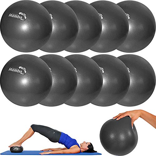 Mambo Max 10 Pezzi - Mvs Palla 21-23 cm Morbida +2 Tappi+Cannuccia, Pilates Ginnastica Yoga Gym Soft Over Ball Nera