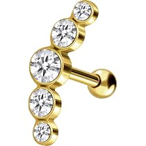 PIERCINGLINE Ohrstecker Aus Chirurgenstahl – Blume & Kristall, Für Helix, Tragus, 1,2 Mm Stärke