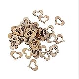 MATERIAL: Madera Natural Newin Star Oficina 100 PCS Amor de madera en forma de corazones en blanco Parches hueco del corazón de madera de los adornos de manualidades para la decoración