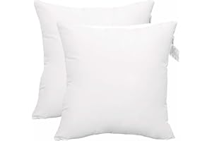 ACCENTHOME Cushion Inner Pads (Pack of 2) 20" x 20" Throw Pillow Inserts | Hypoallergenic Square Cushion Fillers - Hollowfiber Pillow Sham Stuffer (50 x 50 cm, White)