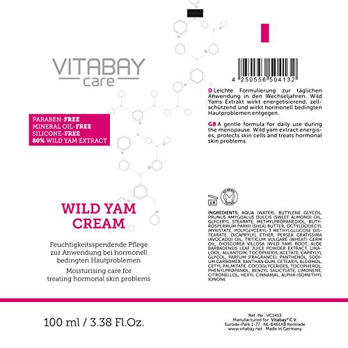 Wild Yams Creme 100 ml extra stark – mit 80% Wild Yams Extrakt – 64% Diosgenin – Feuchtigkeitspflege bei hormonell bedingten Hautproblemen - 2