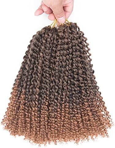 TOMO Hair 9Packs 12Inch Ombre Malibob Jerry Curly Twist Hair Synthetic Senegalese Twist Crochet Braids Freetress Braiding Hair Extensions (T1B/30)
