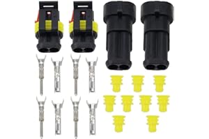LbsAMP 12 Sets Waterproof Electrical Connector 2 Pin Way Plug Car Waterproof Electrical Connector Wire Cable Automotive Connectors for Car Motorcycle Scooter Truck Boats and Other Wire Connections