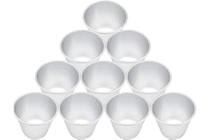 Homgaty 10pcs Pudding Moulds, Nonstick Muffin Tin Dariole Moulds Aluminium Egg Tart Mold Cups Basins for Desserts DIY Baking (2.9 x 1.8 x 2.2Inch)