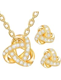 Dawanza - Juego de joyas de Cristal Plateado Oro para las Mujeres - Triángulo Esculpido