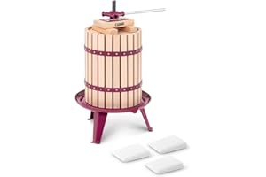 ROYAL CATERING Wiesenfield Pressoir De Table Hydraulique Extracteur De Jus Mécanique À Vis Bois Presse À Fruit Pomme Jus Vin Raisin Cidre (Manuel, 18 l, Cales en Bois, Fer, Accessoires Inclus)