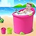 Produktbild AMYMGLL Kinder vertikale Badewanne + Bad Hocker Mutter und Kind versorgt groß für rutschfesten Umweltschutz Baby Babybadewanne Badewanne Waschbecken 0-12 Jahre alt Größe 56x58x59cm , fruit red
