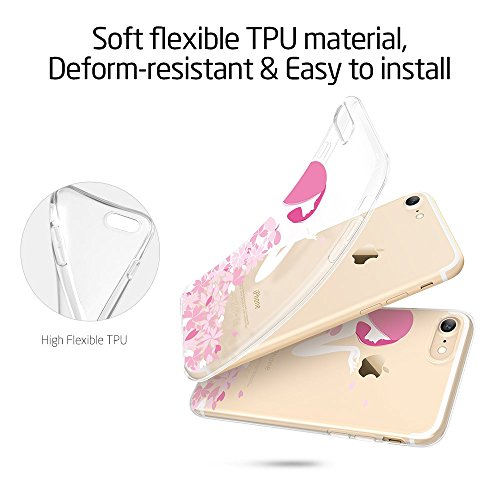 iPhone 7 Funda  ESR Carcasa iPhone 7 Case Cover Dibujos Animados Silicona Suave Funda para Apple iPhone 7 4 7  - Gatito