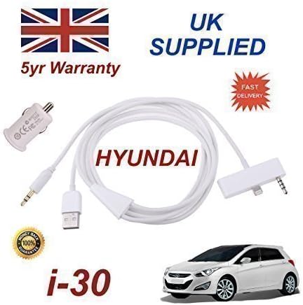 Hyundai i30 iphone 5 5c 5s connectivity audio 3.5mm Aux &amp; USB Cable with USB Power Adapter