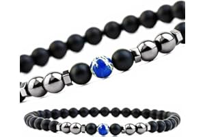 EUMENIDES Tobillera magnética, longitud 9,5"/24 cm, 6 mm, paquete de 2, tobillera magnética de piedra esmerilada natural.