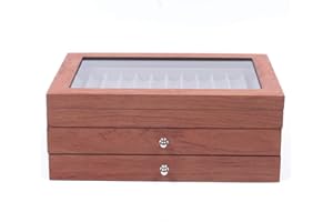 Acesunny 34 scomparti per penna stilografica, scatola di legno, scatola per penne, cassetto, penna stilografica, supporto per vetrine (legno di palissandro)