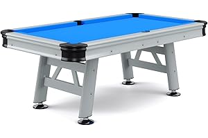 ‎SPORTIME Sportime Outdoor Billardtisch | Wetterfester Pooltisch für Draußen| 7ft oder 8ft | Inkl. Abdeckplane | 230x130 cm | Höhenverstellbar | Blau | Markenqualität