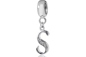 YIRONG JEWELRY Charm in argento Sterling 925 con ciondolo a forma di lettera dell'alfabeto, utilizzabile come iniziale o per formare parole, compatibile con bracciali Pandora S