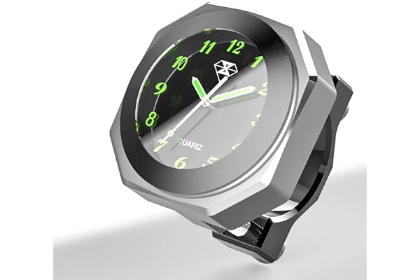ZYTC Horloges de moto montantes - Style cool - Noctilucent - Cadran quartz - Lumineuse alliage - Étanche - Décoration vélo de rue (argenté)