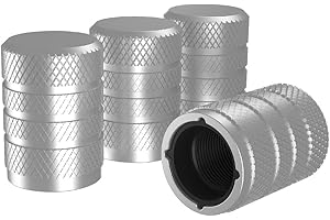 Marcraft Corrosion Resistant (Silver) Aluminium Tyre Wheel Alloy Valve Caps Dust Caps (4 Pack) Universal for Cars, SUVs, Bicycles, Motorcycles, Trucks | Plastic Insert | Screw-On